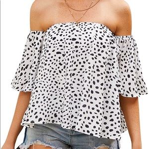 Off the shoulder polka dot top